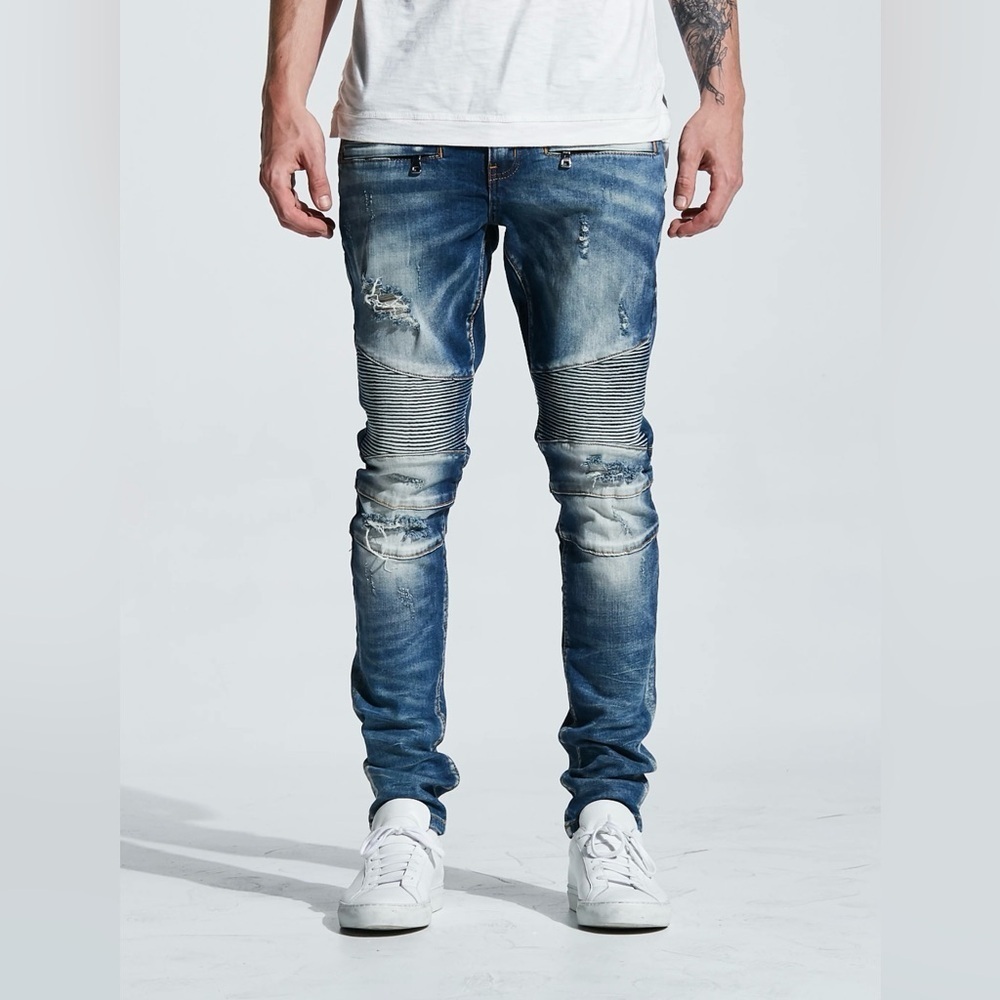 Embellish Men's Lance Biker Distressed Faded denim Jean Size 30